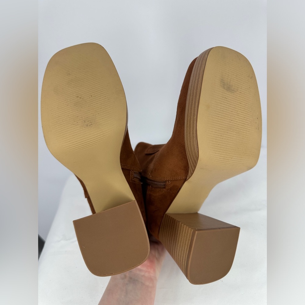 BP Nordstrom | Women’s 5.5 Keyla Brown Faux Suede Block Ankle Boots - Picture 3 of 9